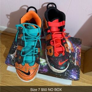 Nike Kids Colorblock High-Top Sneakers in Orange, Teal and Red